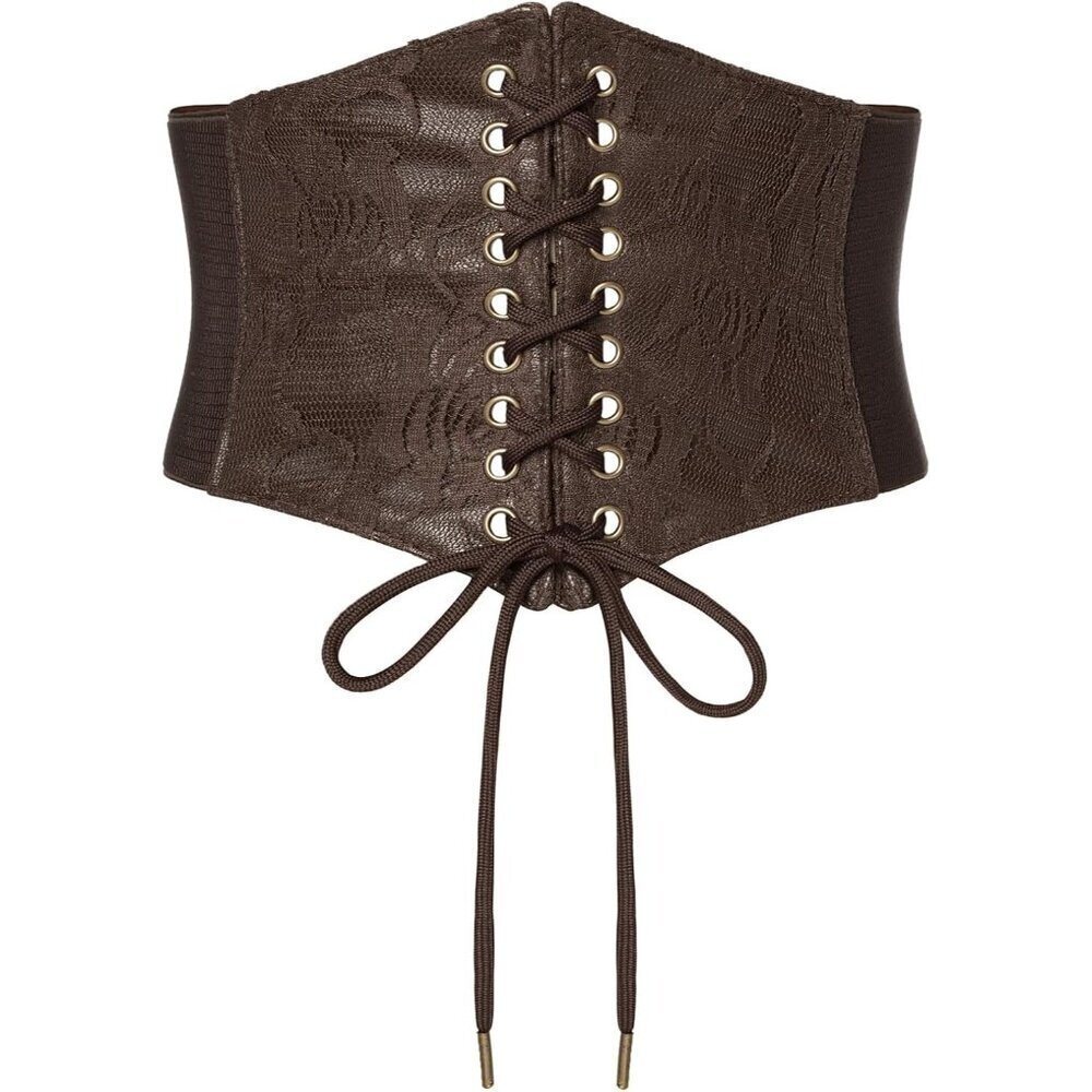 Women Lace-up Waspie Corset Belt Renaissance Medieval Costume Accessory
